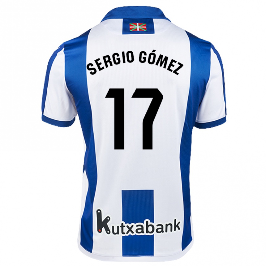 Kids Football Sergio Gómez #17 White Blue Home Jersey 2024/25 T-Shirt