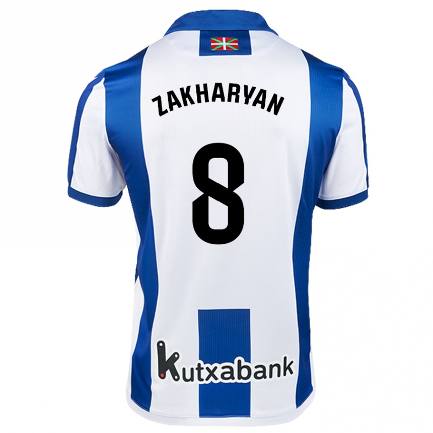 Kids Football Arsen Zakharyan #8 White Blue Home Jersey 2024/25 T-Shirt