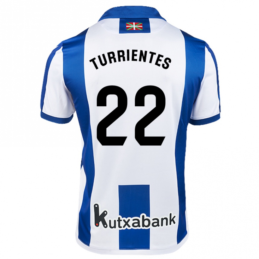 Kids Football Beñat Turrientes #22 White Blue Home Jersey 2024/25 T-Shirt