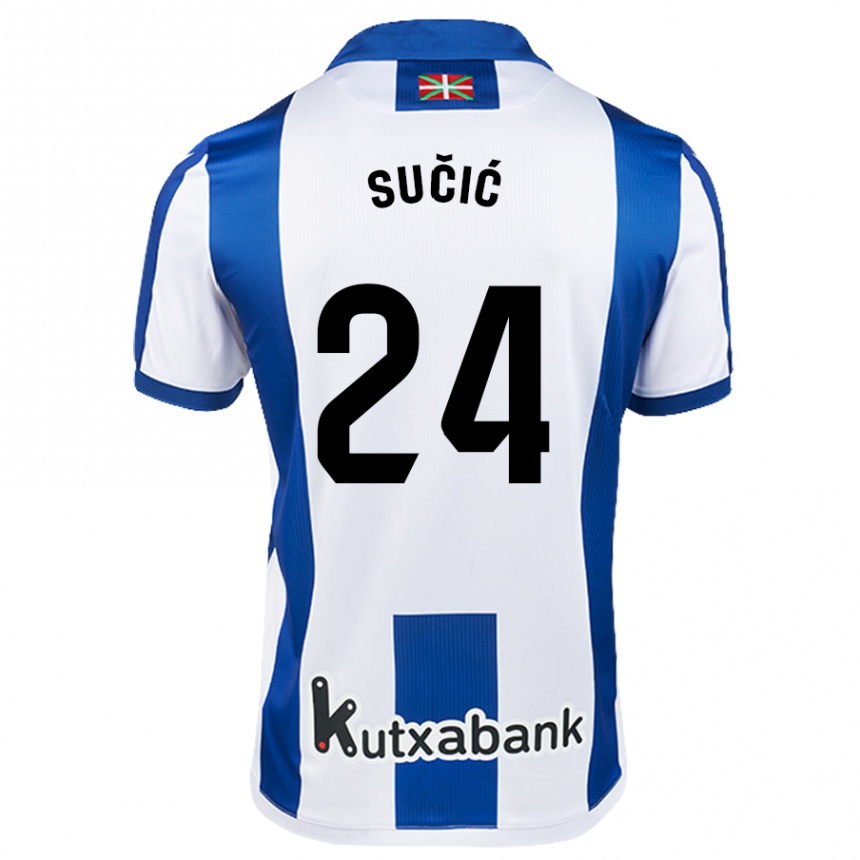 Kids Football Luka Sucic #24 White Blue Home Jersey 2024/25 T-Shirt