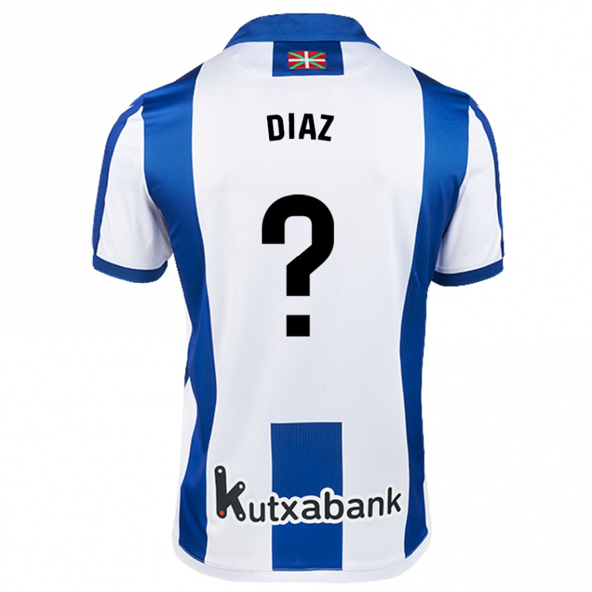 Kids Football Dani Díaz #0 White Blue Home Jersey 2024/25 T-Shirt