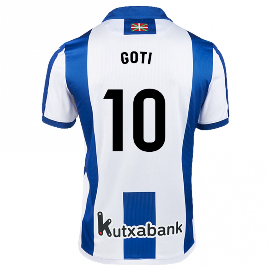 Kids Football Mikel Goti #10 White Blue Home Jersey 2024/25 T-Shirt