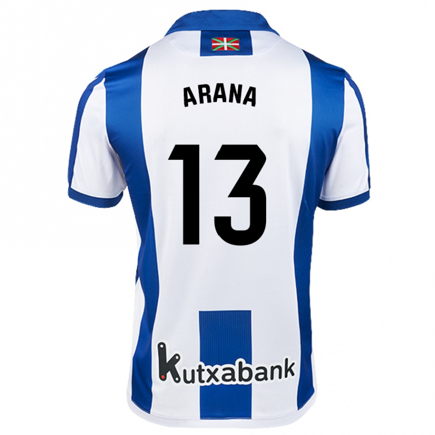 Kids Football Egoitz Arana #13 White Blue Home Jersey 2024/25 T-Shirt