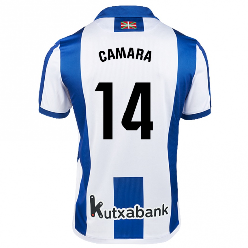 Kids Football Ibra Cámara #14 White Blue Home Jersey 2024/25 T-Shirt