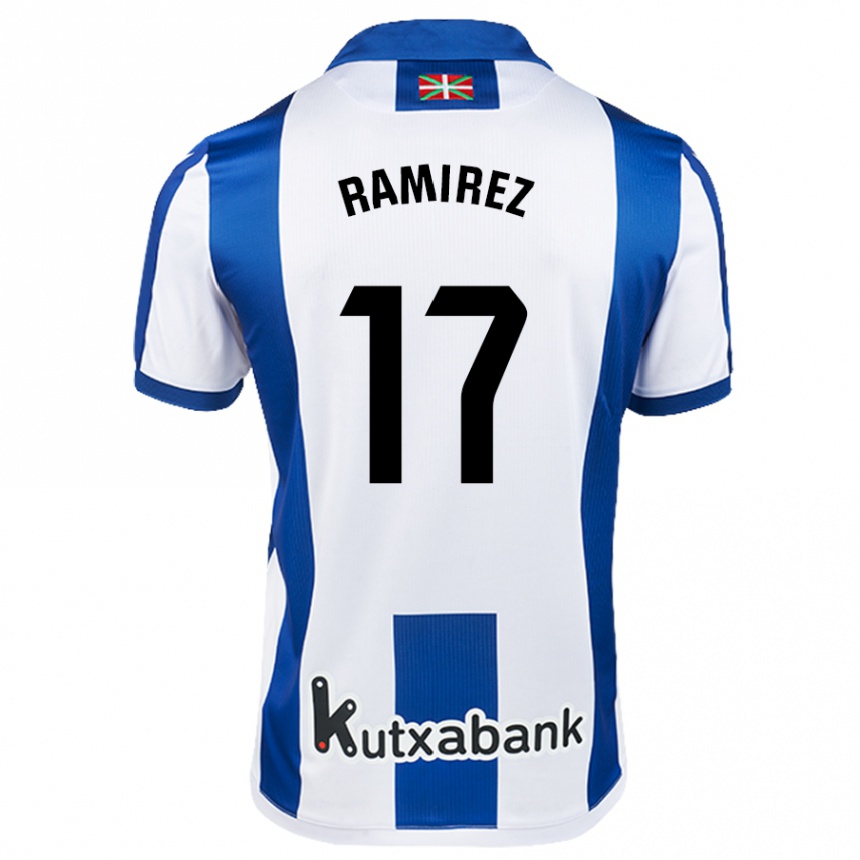 Kids Football Darío Ramirez #17 White Blue Home Jersey 2024/25 T-Shirt