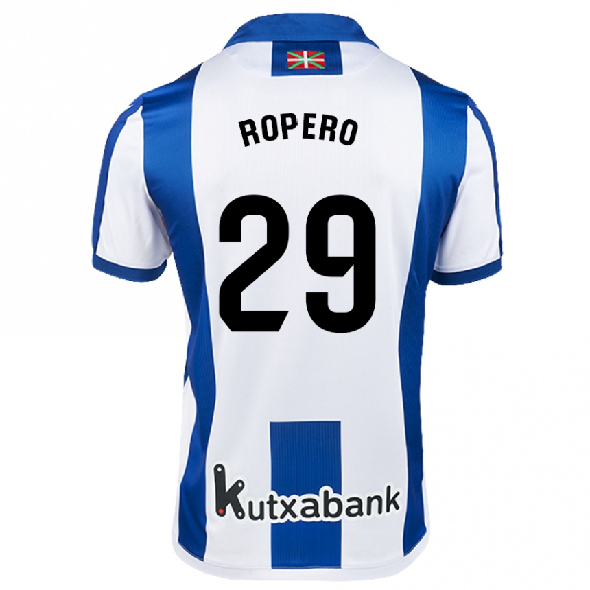 Kids Football Iker Ropero #29 White Blue Home Jersey 2024/25 T-Shirt