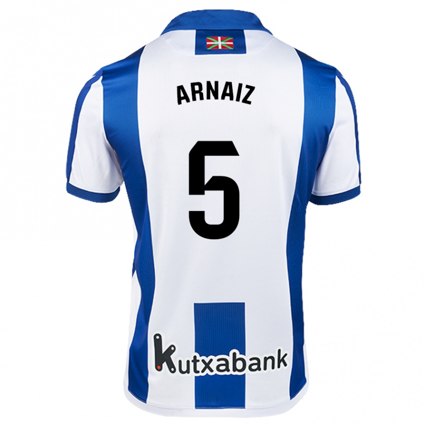 Kids Football Iris Arnaiz #5 White Blue Home Jersey 2024/25 T-Shirt