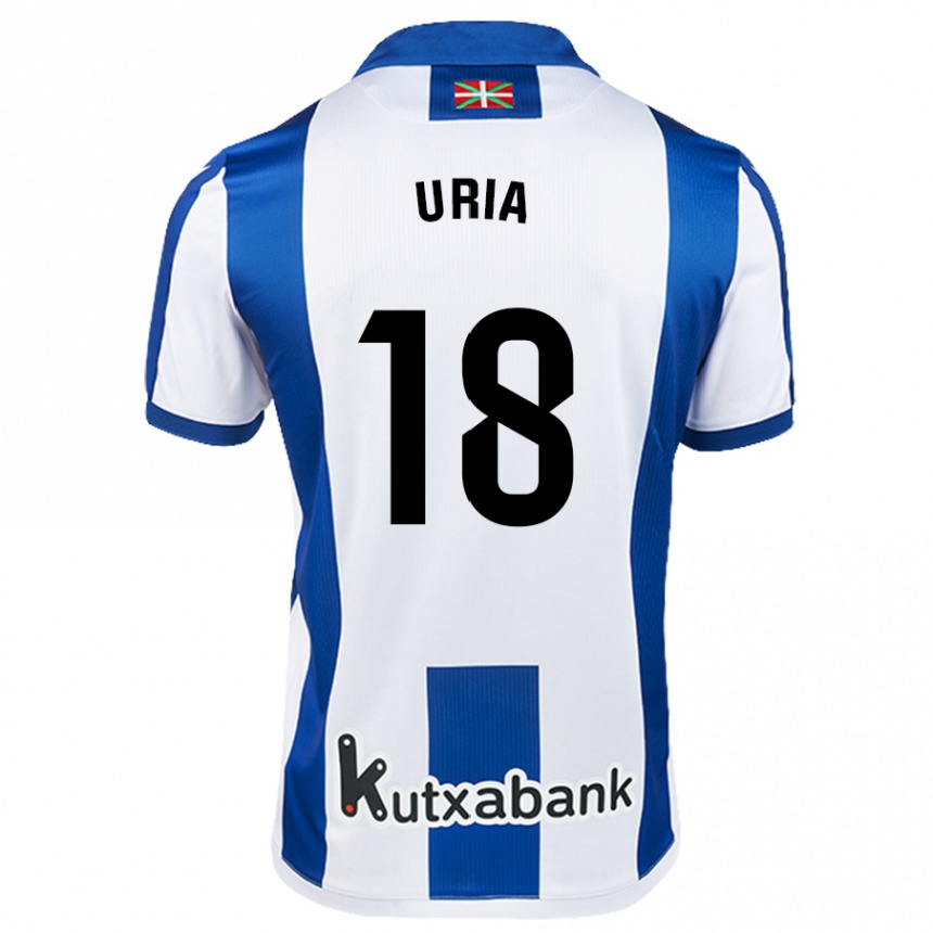 Kids Football Mirari Uria Gabilondo #18 White Blue Home Jersey 2024/25 T-Shirt