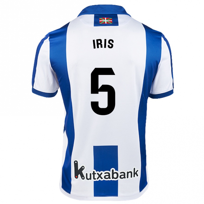 Kids Football Iris Arnaiz Gil #5 White Blue Home Jersey 2024/25 T-Shirt