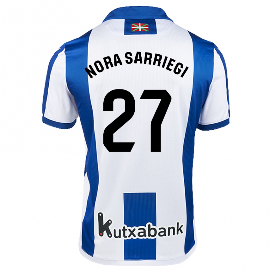 Kids Football Nora Sarriegi Galdos #27 White Blue Home Jersey 2024/25 T-Shirt