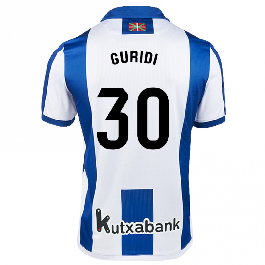 Kids Football Elene Guridi Mesonero #30 White Blue Home Jersey 2024/25 T-Shirt