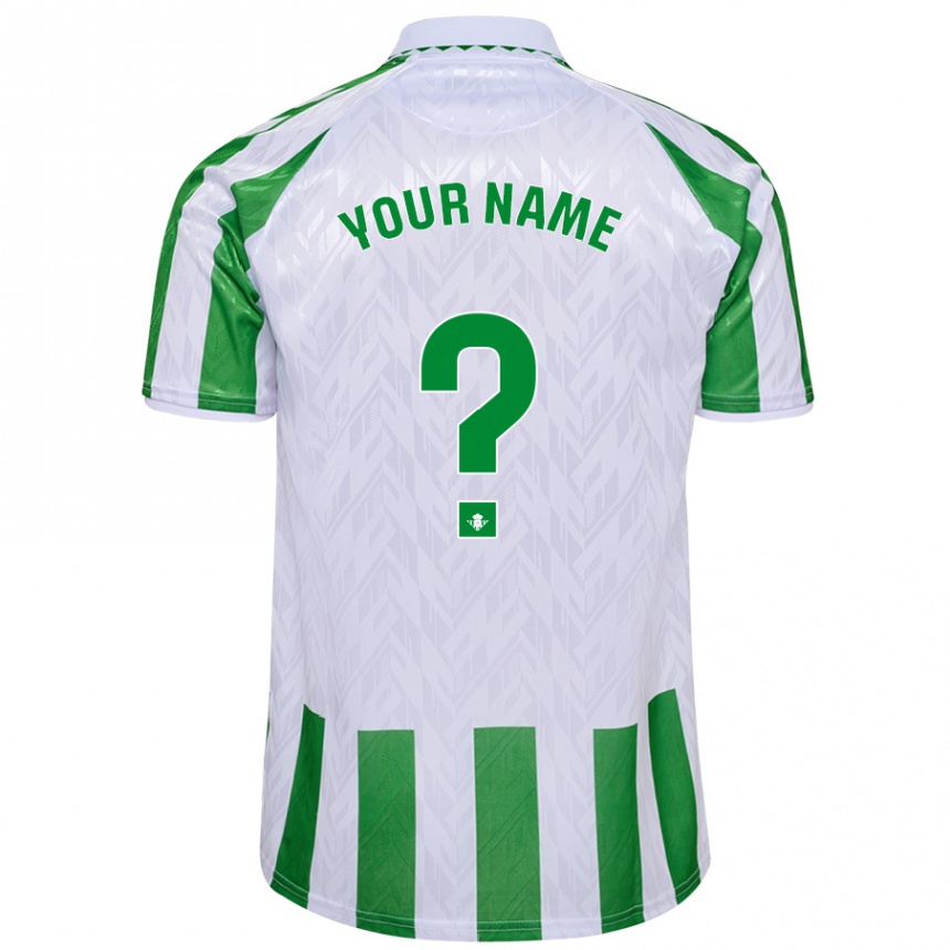 Kids Football Your Name #0 Green White Stripes Home Jersey 2024/25 T-Shirt