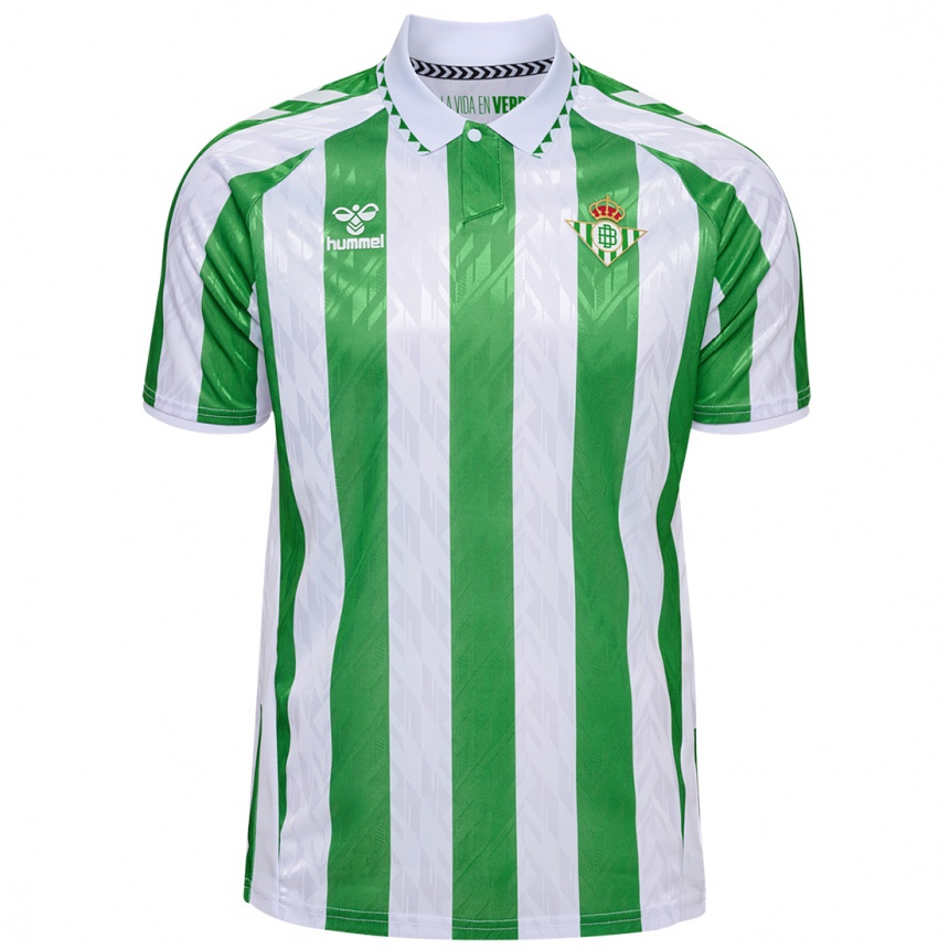 Kids Football Paco Esteban #0 Green White Stripes Home Jersey 2024/25 T-Shirt