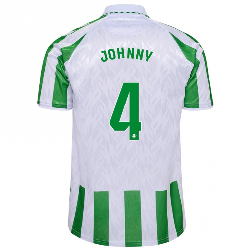 Kids Football Johnny Cardoso #4 Green White Stripes Home Jersey 2024/25 T-Shirt