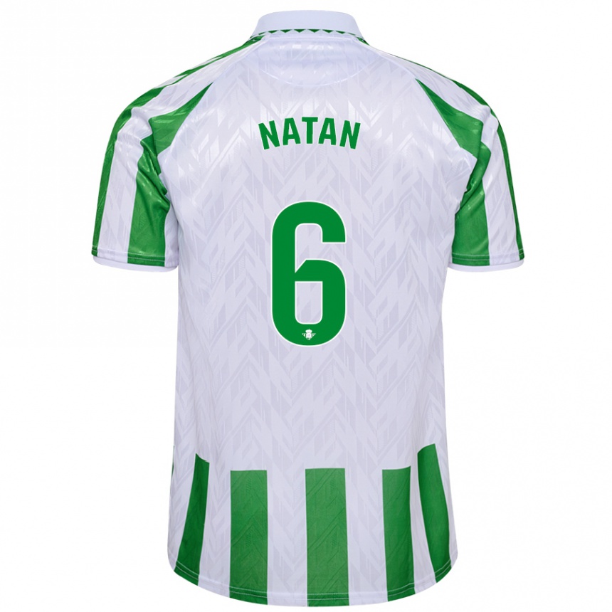 Kids Football Natan #6 Green White Stripes Home Jersey 2024/25 T-Shirt