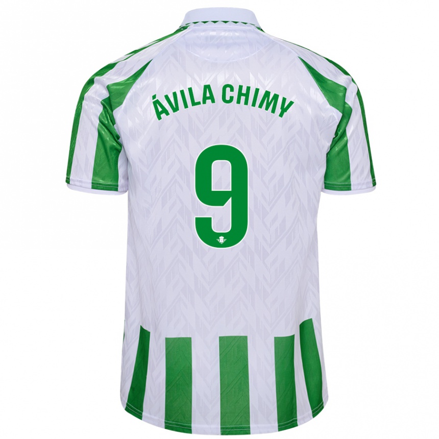 Kids Football Chimy Ávila #9 Green White Stripes Home Jersey 2024/25 T-Shirt