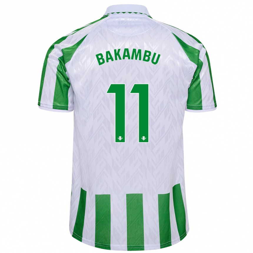 Kids Football Cedric Bakambu #11 Green White Stripes Home Jersey 2024/25 T-Shirt