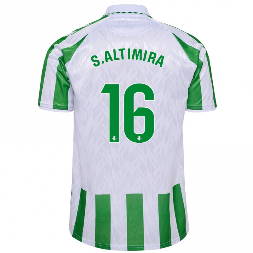 Kids Football Sergi Altimira #16 Green White Stripes Home Jersey 2024/25 T-Shirt