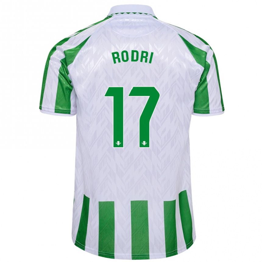 Kids Football Rodri Sánchez #17 Green White Stripes Home Jersey 2024/25 T-Shirt