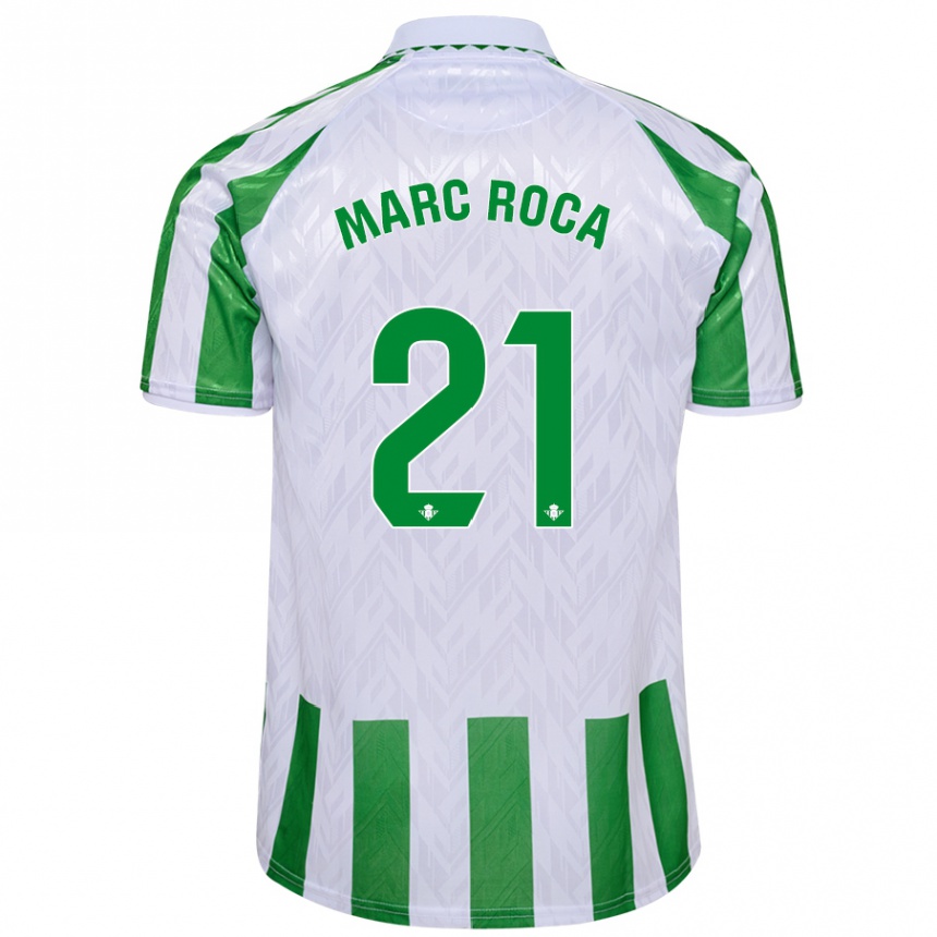 Kids Football Marc Roca #21 Green White Stripes Home Jersey 2024/25 T-Shirt