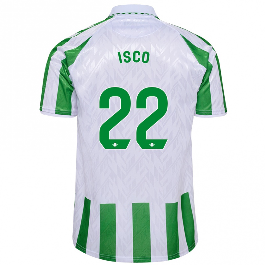 Kids Football Isco #22 Green White Stripes Home Jersey 2024/25 T-Shirt