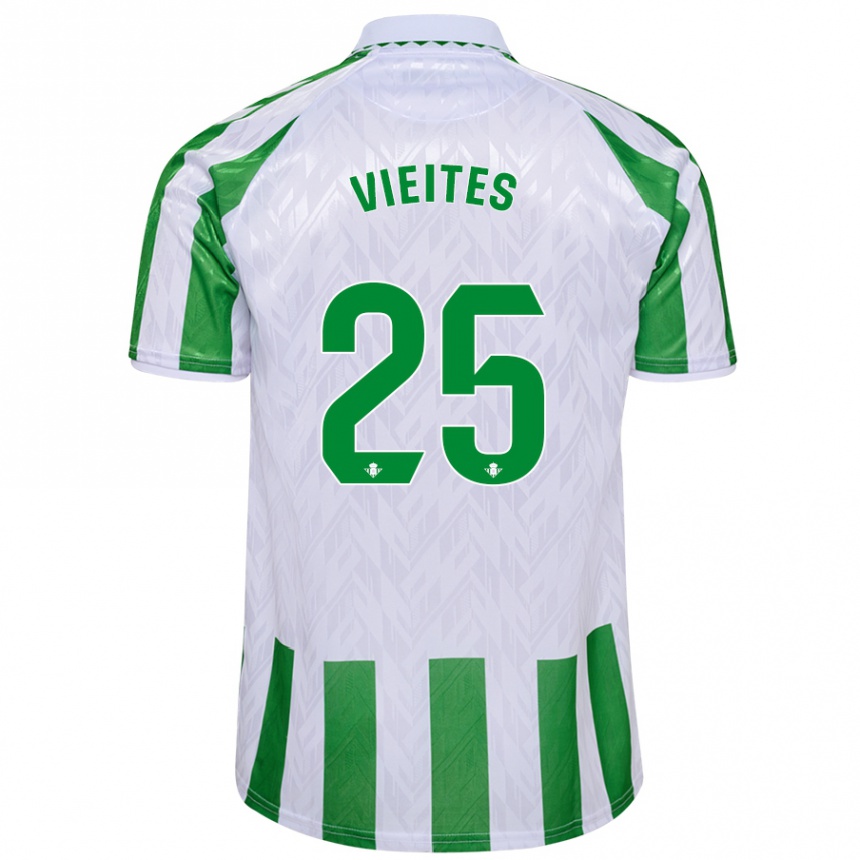 Kids Football Fran Vieites #25 Green White Stripes Home Jersey 2024/25 T-Shirt