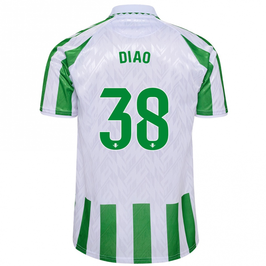 Kids Football Assane Diao #38 Green White Stripes Home Jersey 2024/25 T-Shirt