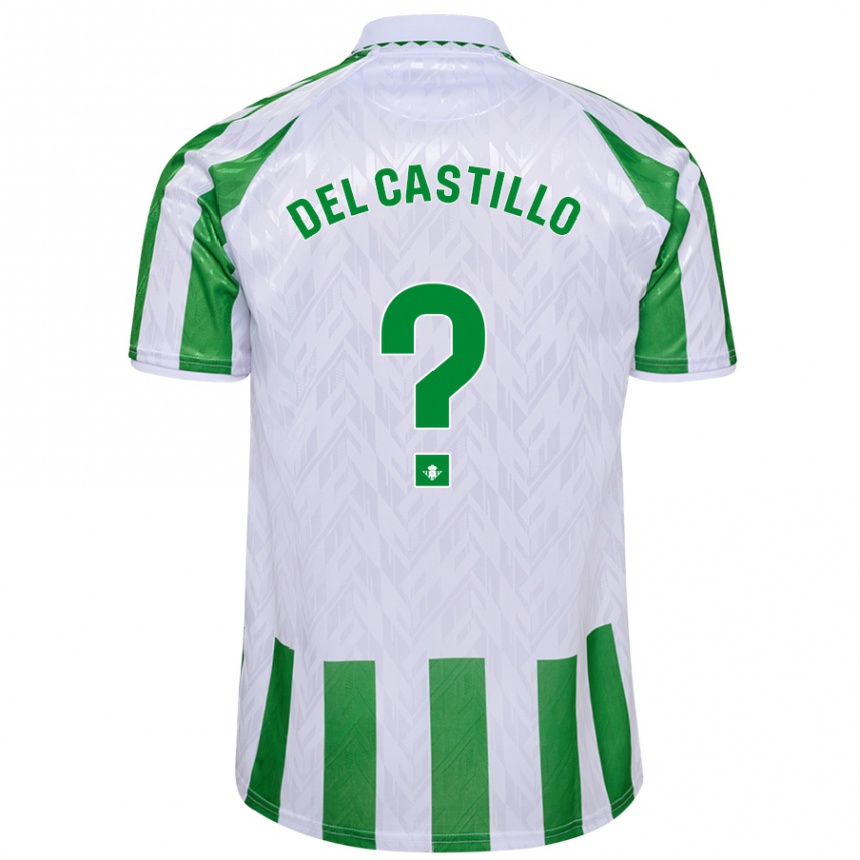 Kids Football Gonzalo Del Castillo #0 Green White Stripes Home Jersey 2024/25 T-Shirt