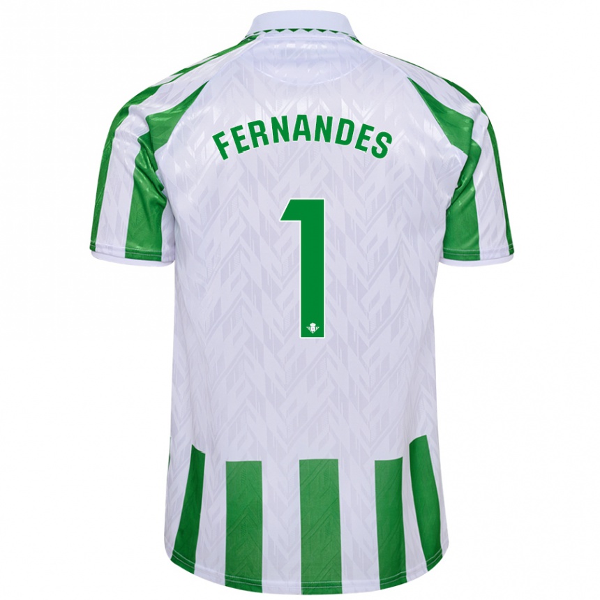 Kids Football Guilherme Fernandes #1 Green White Stripes Home Jersey 2024/25 T-Shirt