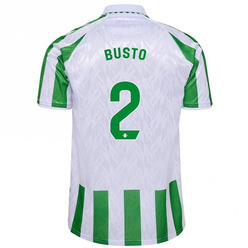 Kids Football Pablo Busto #2 Green White Stripes Home Jersey 2024/25 T-Shirt