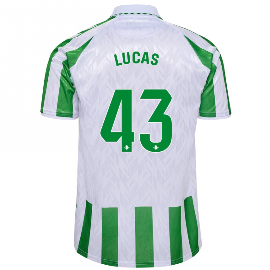 Kids Football Lucas Alcázar #43 Green White Stripes Home Jersey 2024/25 T-Shirt