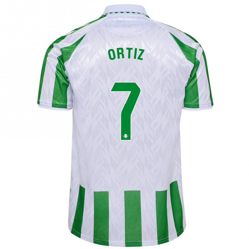 Kids Football Ángel Ortiz #7 Green White Stripes Home Jersey 2024/25 T-Shirt