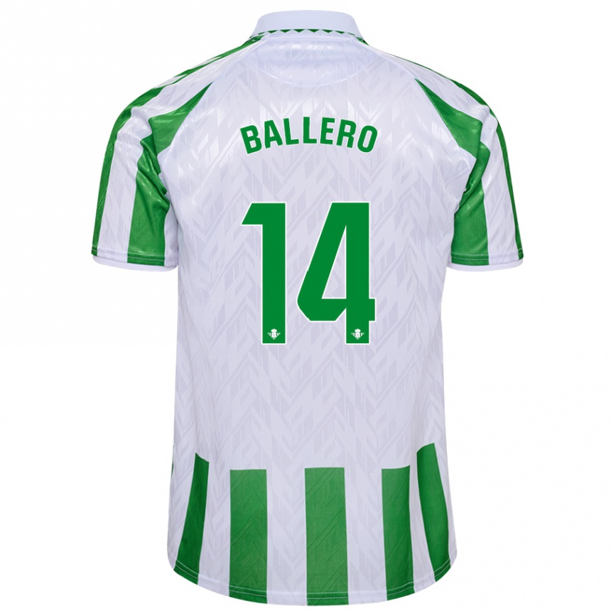 Kids Football Sander Ballero #14 Green White Stripes Home Jersey 2024/25 T-Shirt