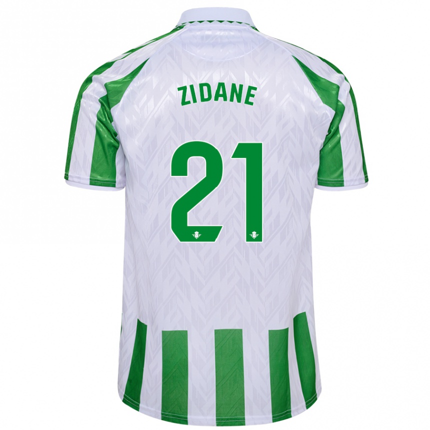 Kids Football Elyaz Zidane #21 Green White Stripes Home Jersey 2024/25 T-Shirt