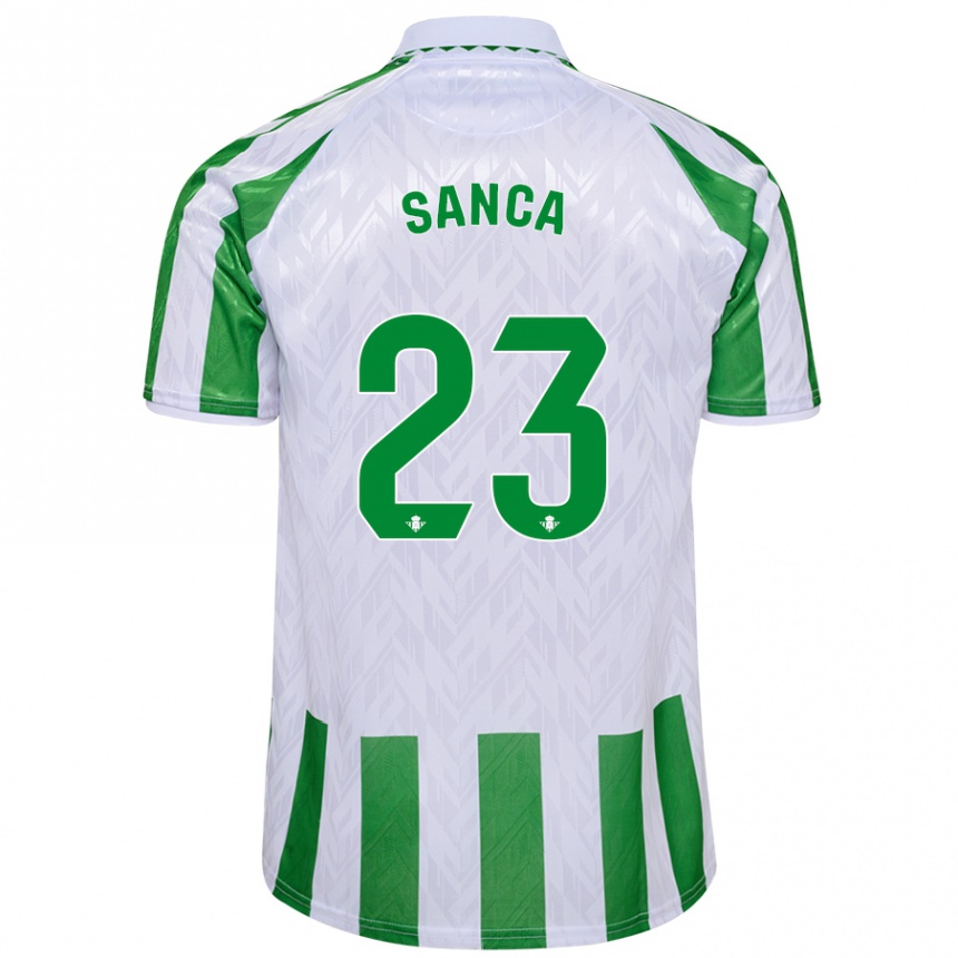 Kids Football Marciano Sanca #23 Green White Stripes Home Jersey 2024/25 T-Shirt