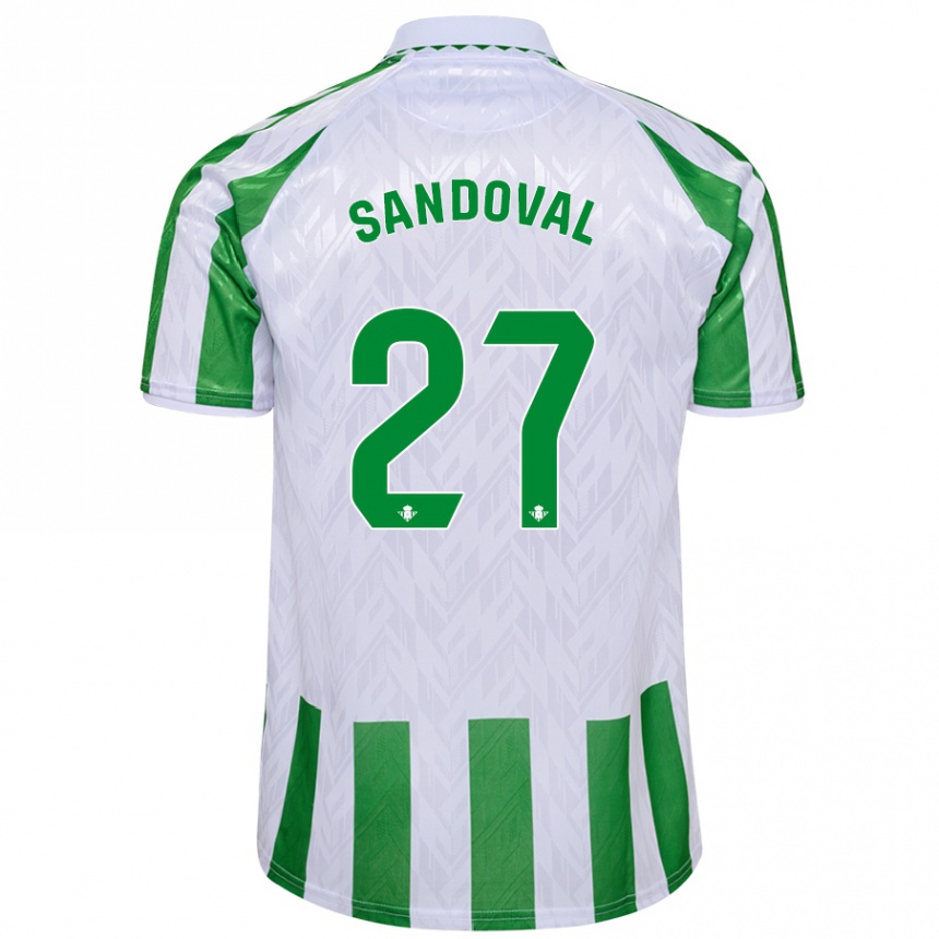 Kids Football Keimer Sandoval #27 Green White Stripes Home Jersey 2024/25 T-Shirt