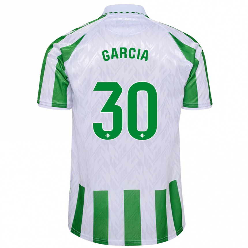 Kids Football Germán García #30 Green White Stripes Home Jersey 2024/25 T-Shirt