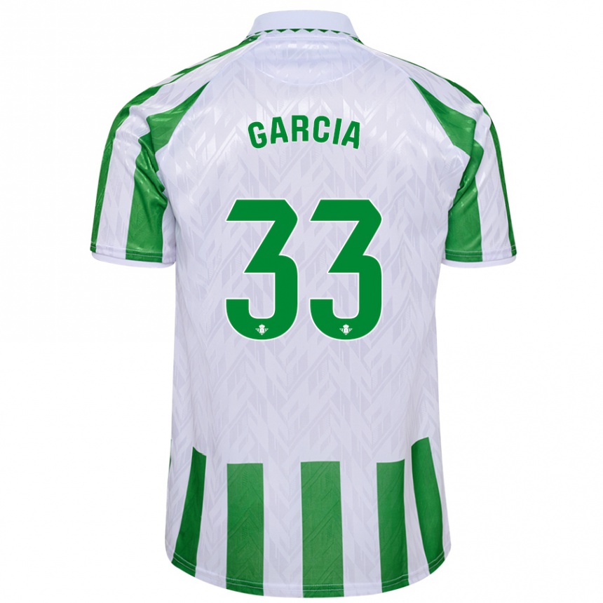 Kids Football Pablo García #33 Green White Stripes Home Jersey 2024/25 T-Shirt