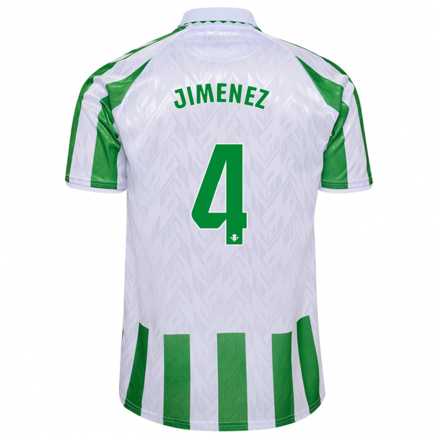 Kids Football María Jiménez Gutiérrez #4 Green White Stripes Home Jersey 2024/25 T-Shirt