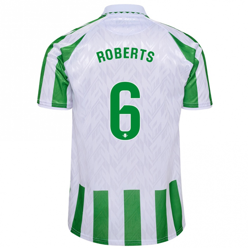 Kids Football Rhiannon Roberts #6 Green White Stripes Home Jersey 2024/25 T-Shirt