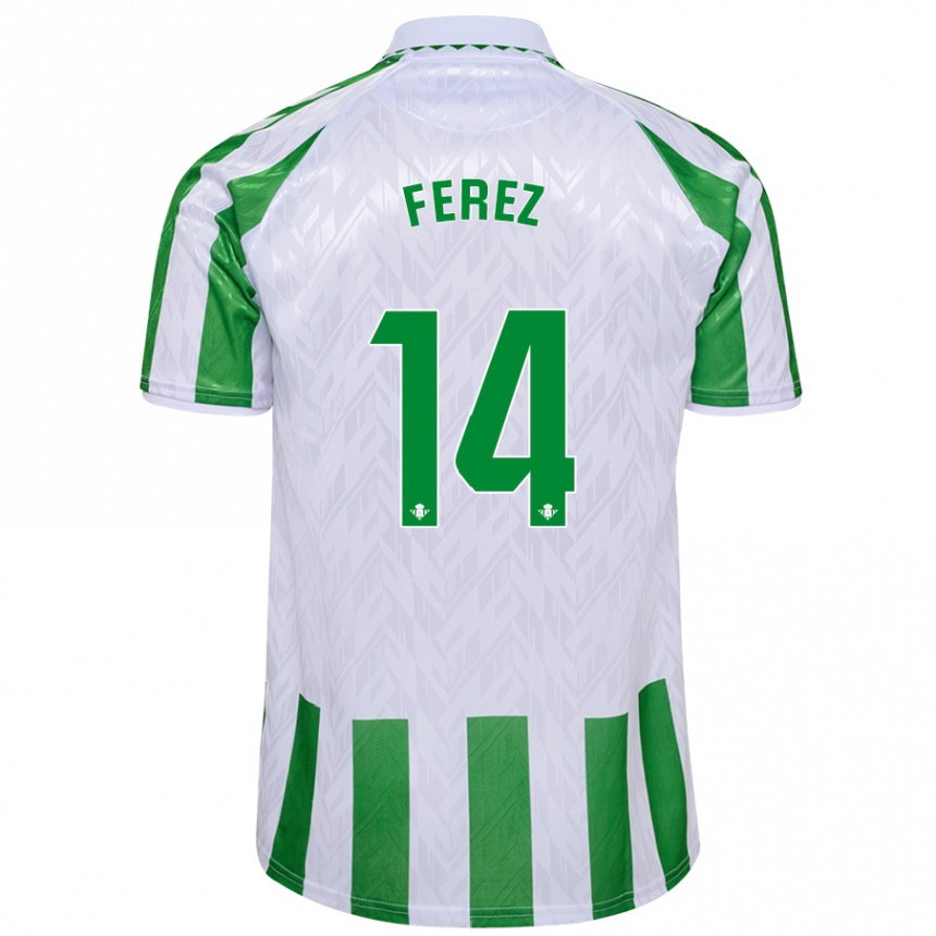 Kids Football Carolina Férez #14 Green White Stripes Home Jersey 2024/25 T-Shirt