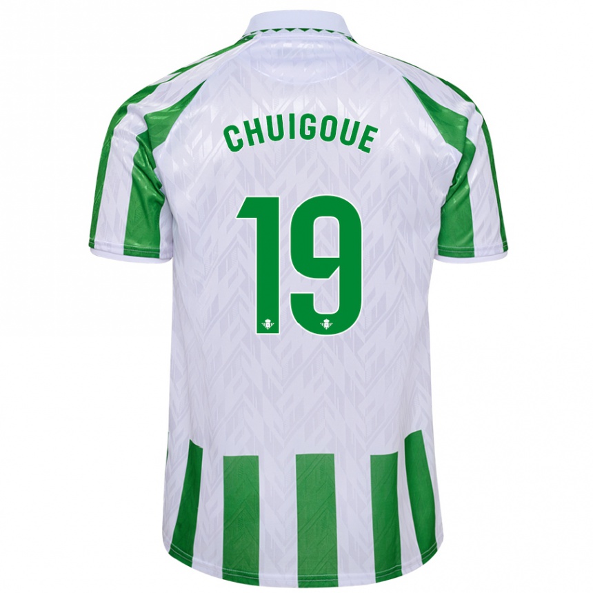 Kids Football Dorine Chuigoué #19 Green White Stripes Home Jersey 2024/25 T-Shirt