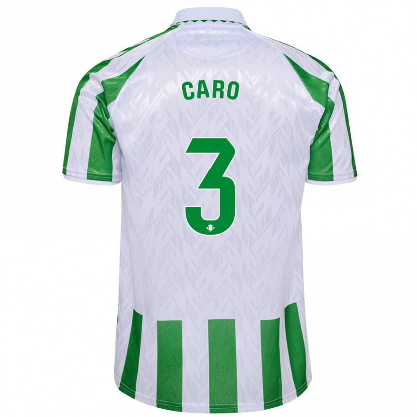 Kids Football Andrés Caro #3 Green White Stripes Home Jersey 2024/25 T-Shirt