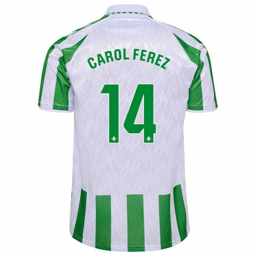 Kids Football Carolina Férez Méndez #14 Green White Stripes Home Jersey 2024/25 T-Shirt