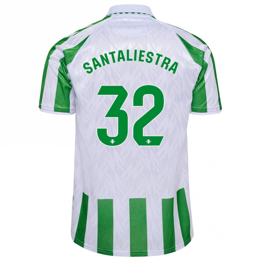 Kids Football Carla Santaliestra #32 Green White Stripes Home Jersey 2024/25 T-Shirt