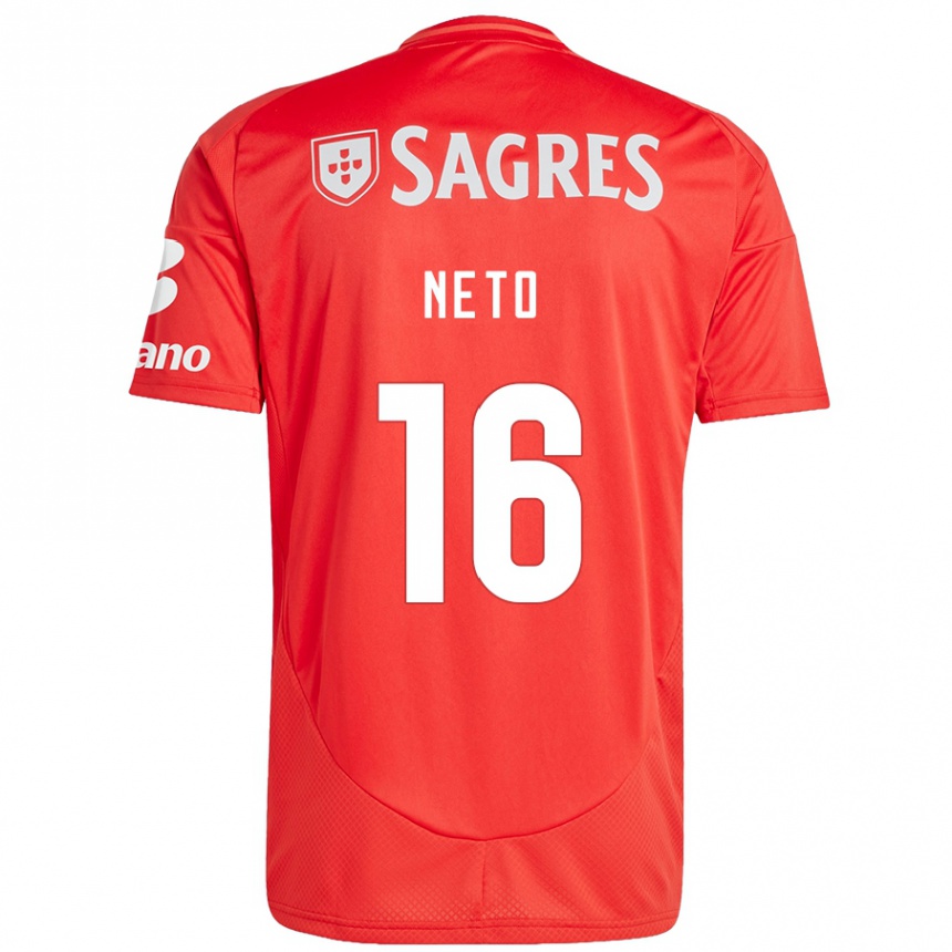 Kids Football Martim Neto #16 Red White Home Jersey 2024/25 T-Shirt