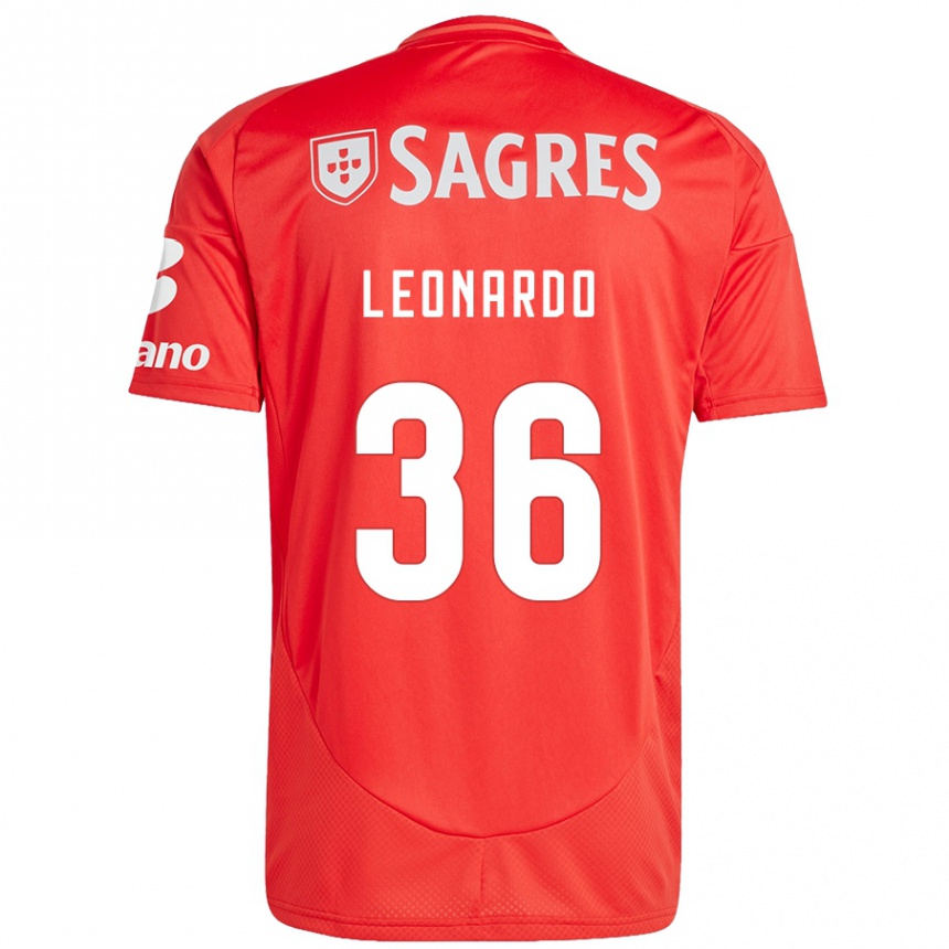 Kids Football Marcos Leonardo #36 Red White Home Jersey 2024/25 T-Shirt