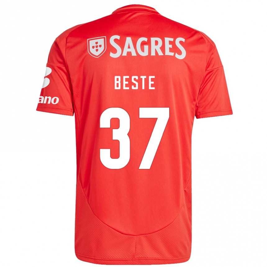 Kids Football Jan-Niklas Beste #37 Red White Home Jersey 2024/25 T-Shirt