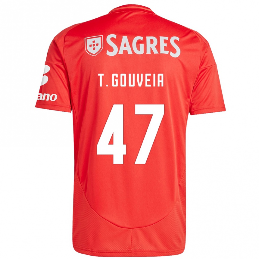 Kids Football Tiago Gouveia #47 Red White Home Jersey 2024/25 T-Shirt