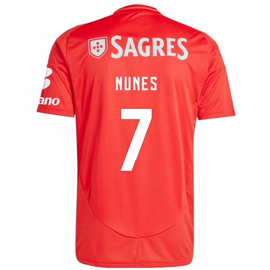 Kids Football Bernardo Nunes #7 Red White Home Jersey 2024/25 T-Shirt